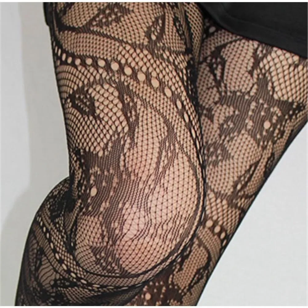 Black lace fishnets tights stockings pantyhose